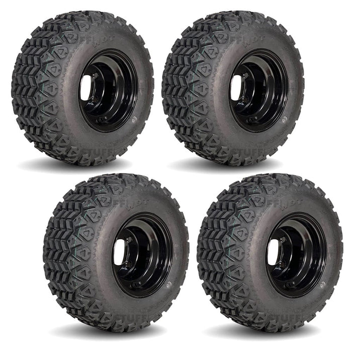 8" OEM Steel Golf Cart Wheels and 18x8.5-8 WANDA P3026 DOT All Terrain Tires Combo - Set of 4 (Fits all carts!)