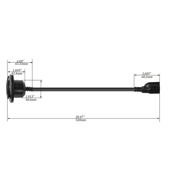 AC hardwire dimensions