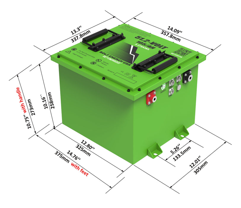 Bolt Energy 48V Lithium Golf Cart Battery dimensions 