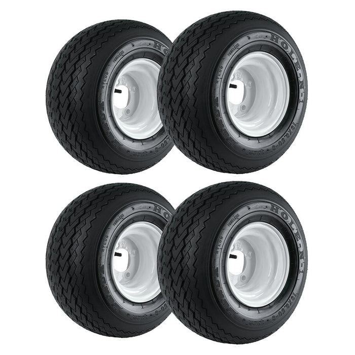 Kenda 18x8.5-8 Golf Cart Sawtooth Tires and 8" x 7" Steel Wheels OEM Replacement Combo - Set of 4 (Hole-N-1 or Kenda Golf)