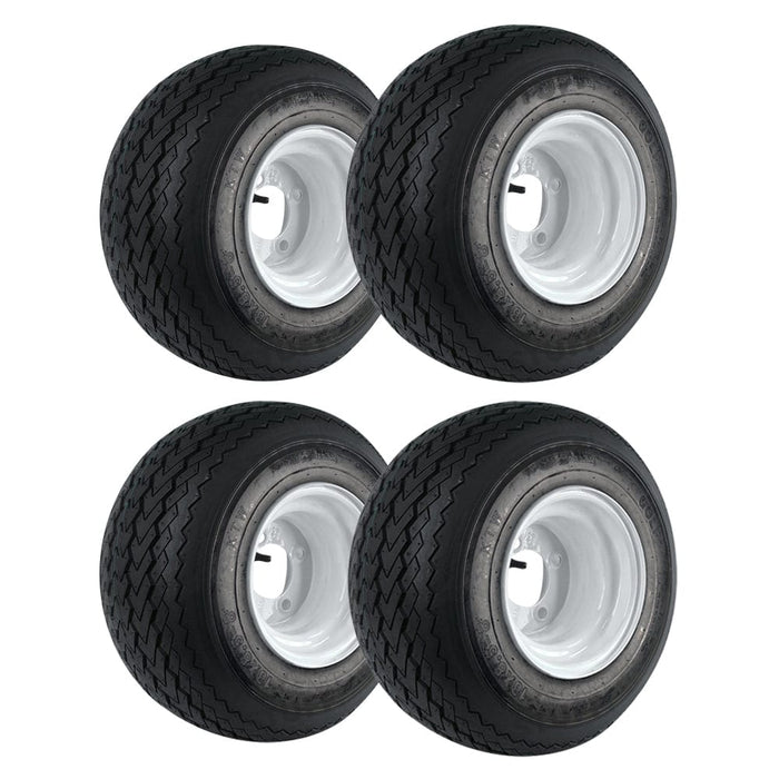 Kenda 18x8.5-8 Golf Cart Sawtooth Tires and 8" x 7" Steel Wheels OEM Replacement Combo - Set of 4 (Hole-N-1 or Kenda Golf)