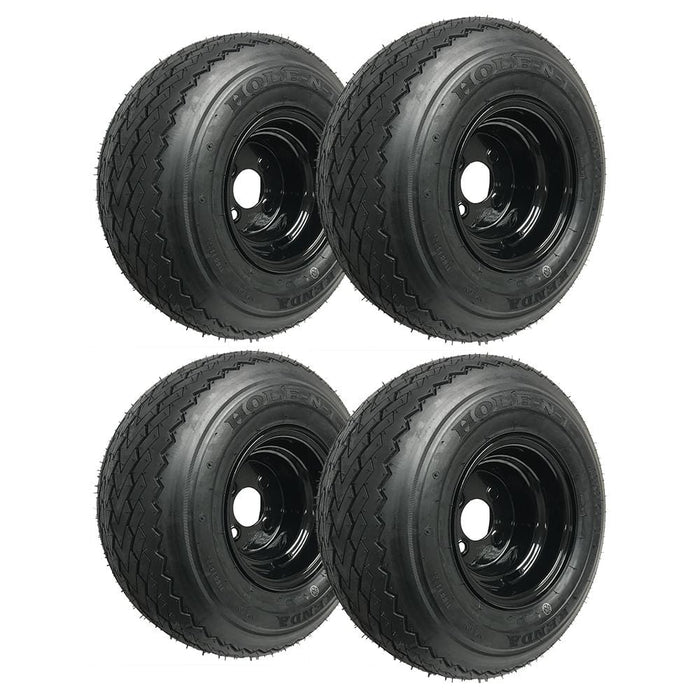 Kenda 18x8.5-8 Golf Cart Sawtooth Tires and 8" x 7" Steel Wheels OEM Replacement Combo - Set of 4 (Hole-N-1 or Kenda Golf)