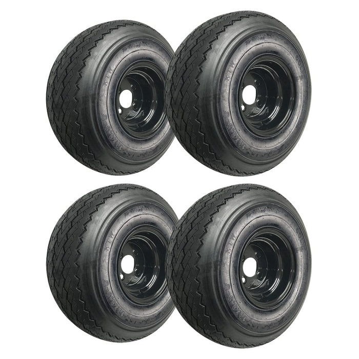 Kenda 18x8.5-8 Golf Cart Sawtooth Tires and 8" x 7" Steel Wheels OEM Replacement Combo - Set of 4 (Hole-N-1 or Kenda Golf)